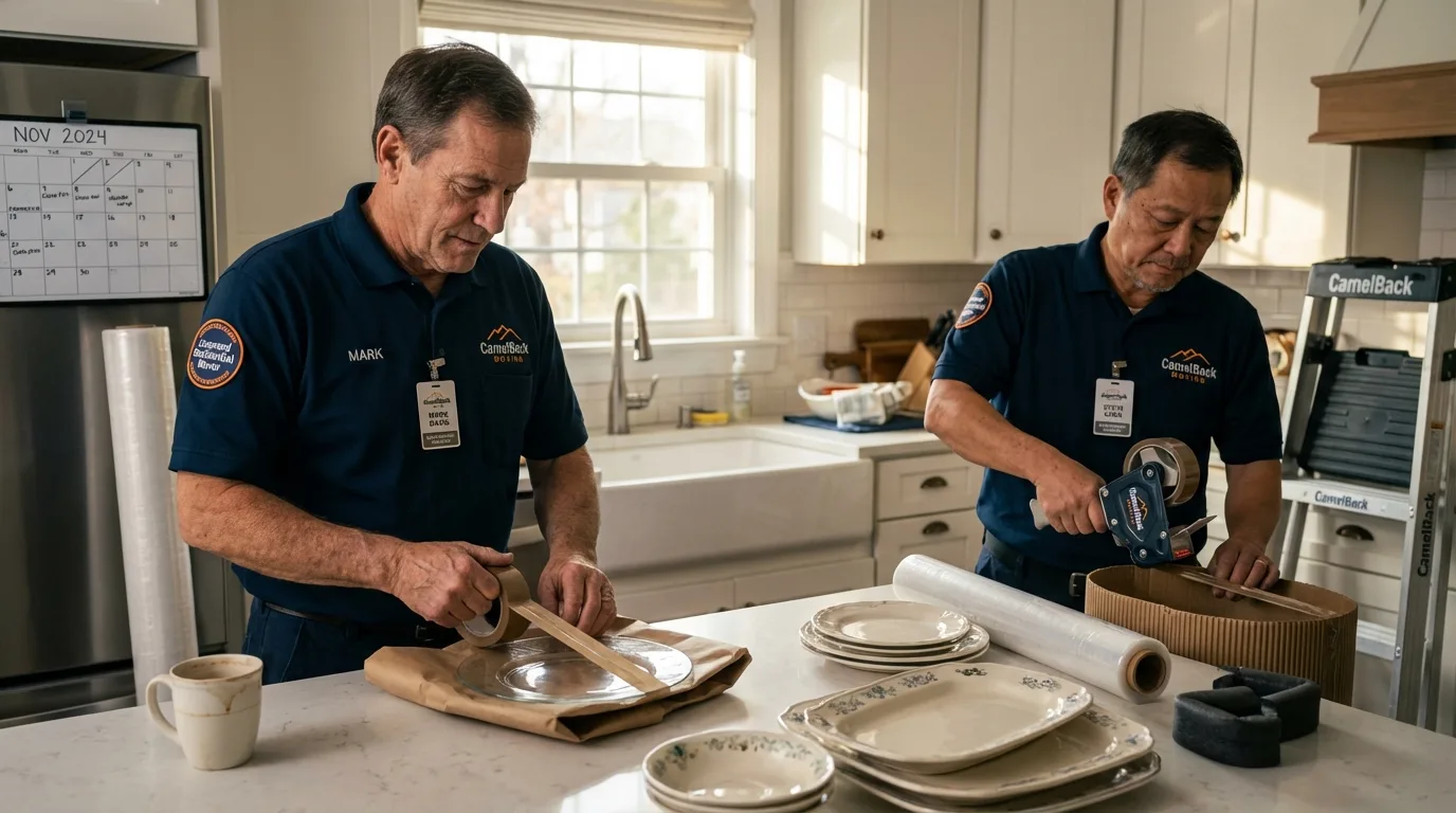 Professional crew packing kitchen dishware in Perry Hall, MD